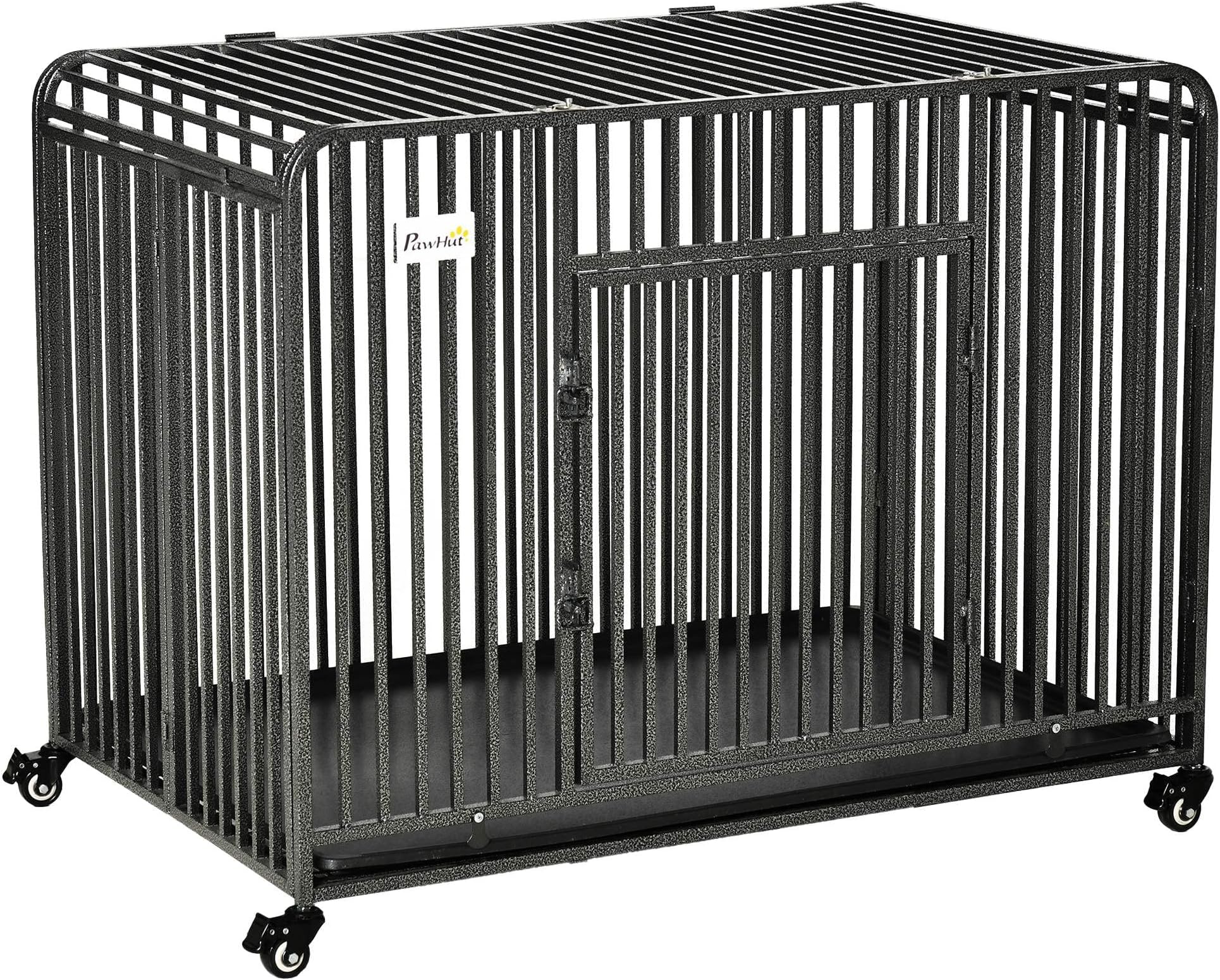 PawHut Foldable Heavy Duty Dog Crate, Dog Cage on Wheels, Portable Dog ... - Portable Dog Crate With Detachable Parts