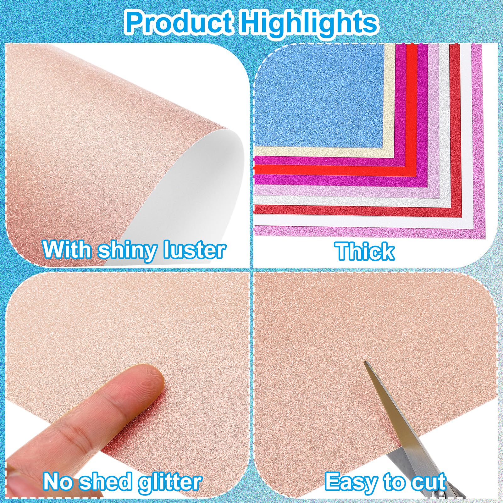 PATIKIL 20Sheets Rose Gold Glitter Cardstock Paper - Image 3