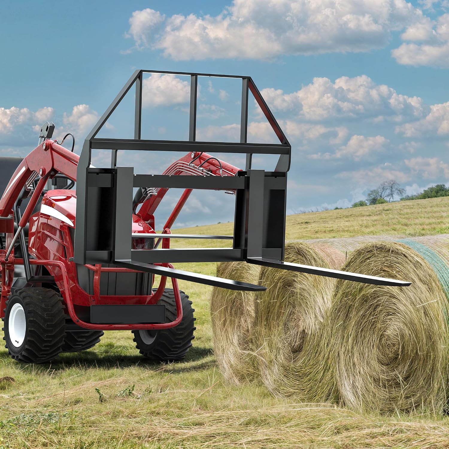 YINTATECH Skid Steer Pallet Forks, 4000 Lbs Heavy-Duty Quick Attach Pallet Forks, 45" Pallet Fork Frame with 48" Fork Blades, Compatible with Bobcat, New Holland, Kubota