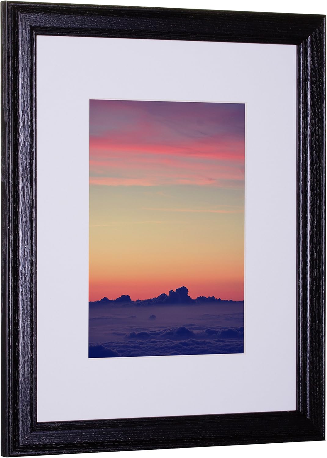 Craig Frames Wiltshire 236, Simple Black Hardwood Picture Frame with Single White Mat - Displays a 8 x 10 Inch Print with the Mat or 11 x 14 Inch without the Mat