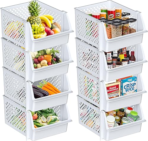 Miniatura 10 de TidyFriend - Contenedores apilables de almacenamiento para despensa, paquete de 8 contenedores apilables para organizar alimentos, cocina