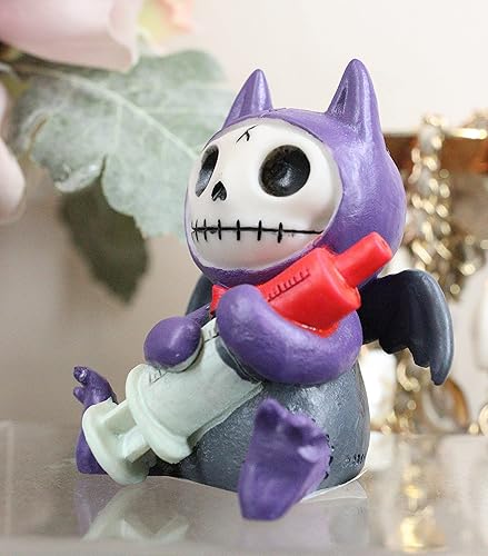 Miniatura 6 de Ebros Gift Figura coleccionable de Furrybones Flappy The Purple Vampire Bat Doctor con jeringa de sangre, figura coleccionable, esqueleto monstruo,