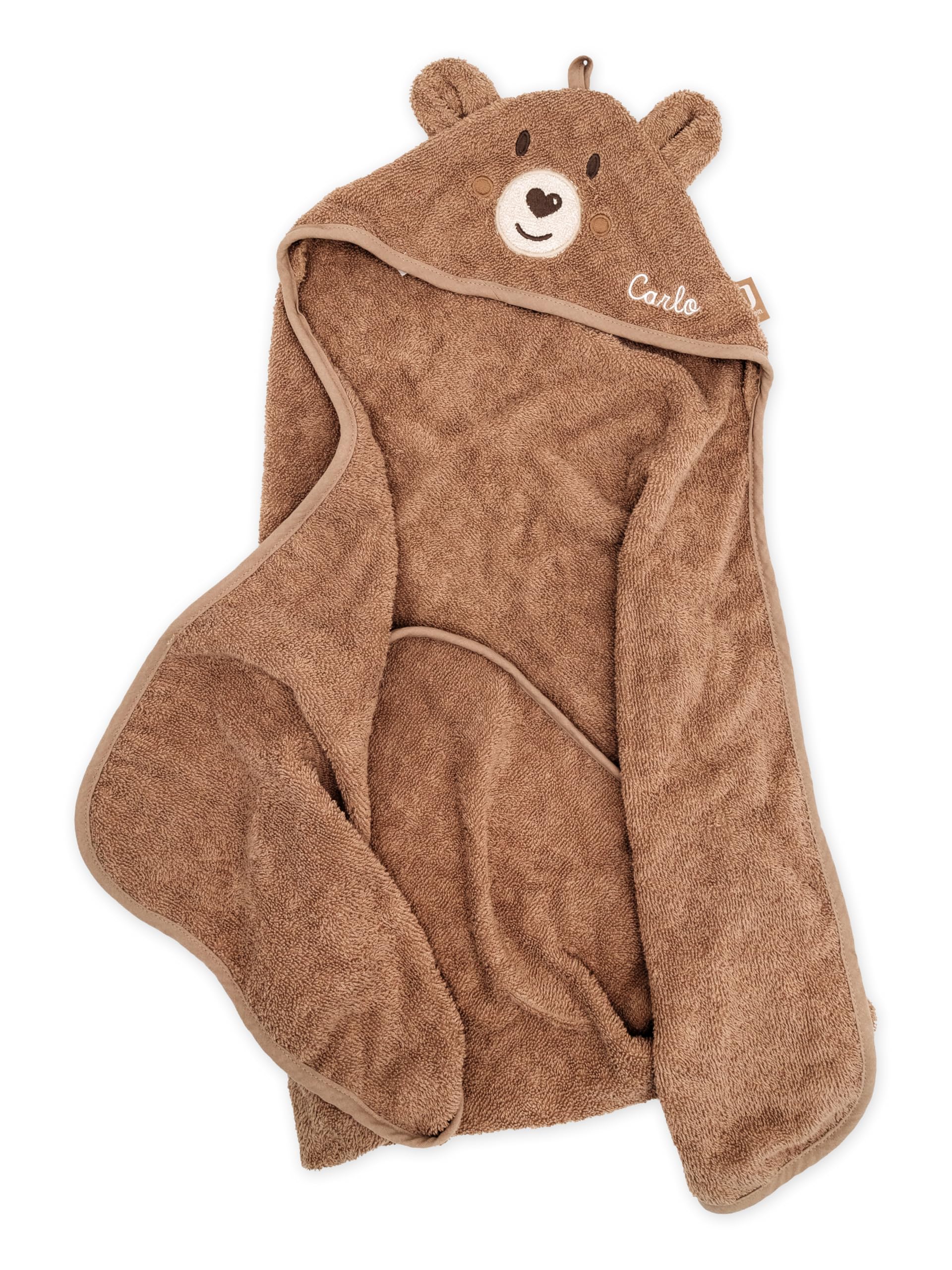 wunderwunsch ww x Jollein Kapuzenhandtuch personalisiert als Geschenk zur Geburt, Baby Handtuch als Geschenke für Geburtstage Baby und Kleinkind, auf Wunsch mit Namen (Bär)