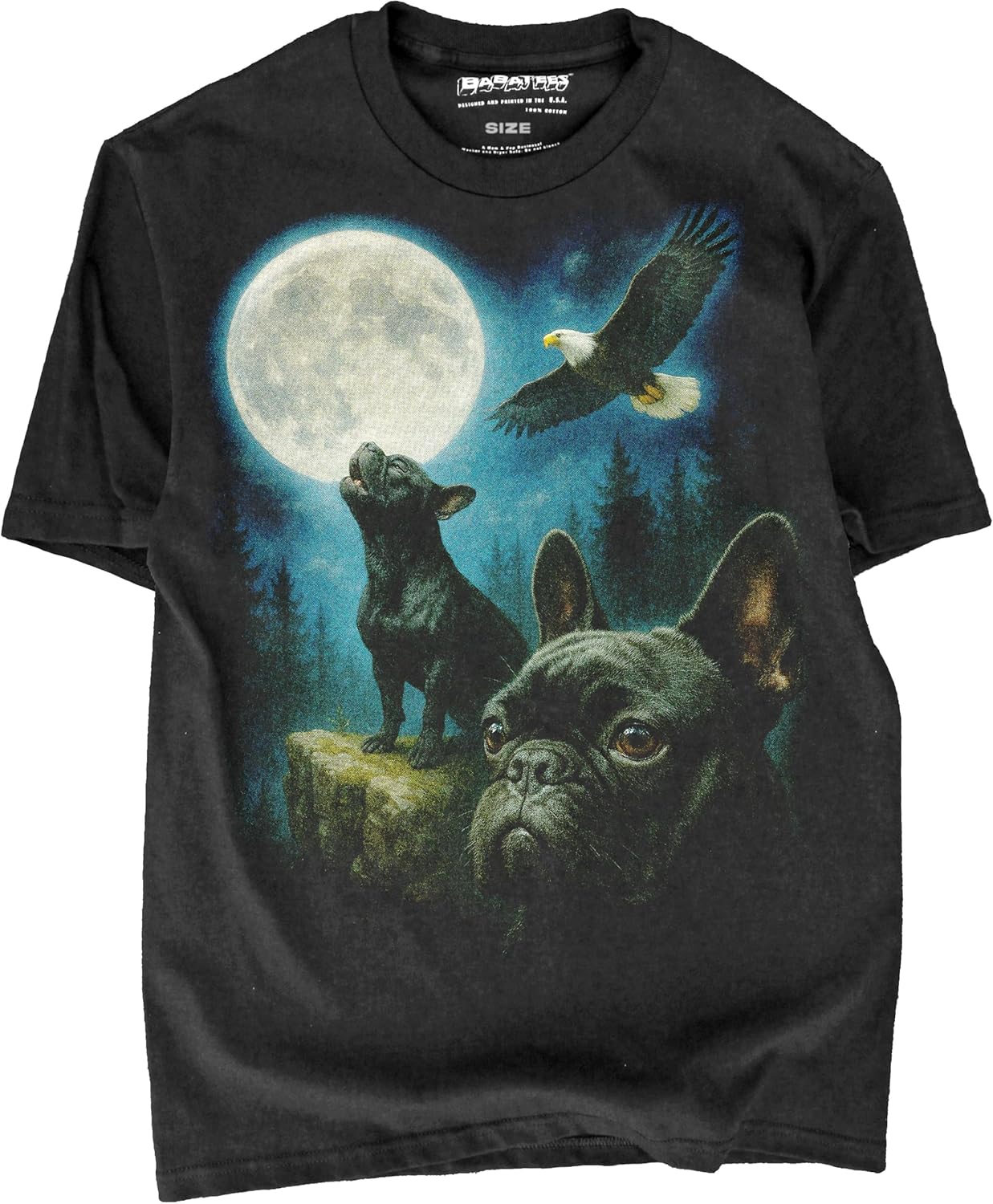 French Bulldog Dog Mom & Frenchie Dad Black Tshirt - Elegant Nature Moonlit Night Painting for Frenchies Pet Owners