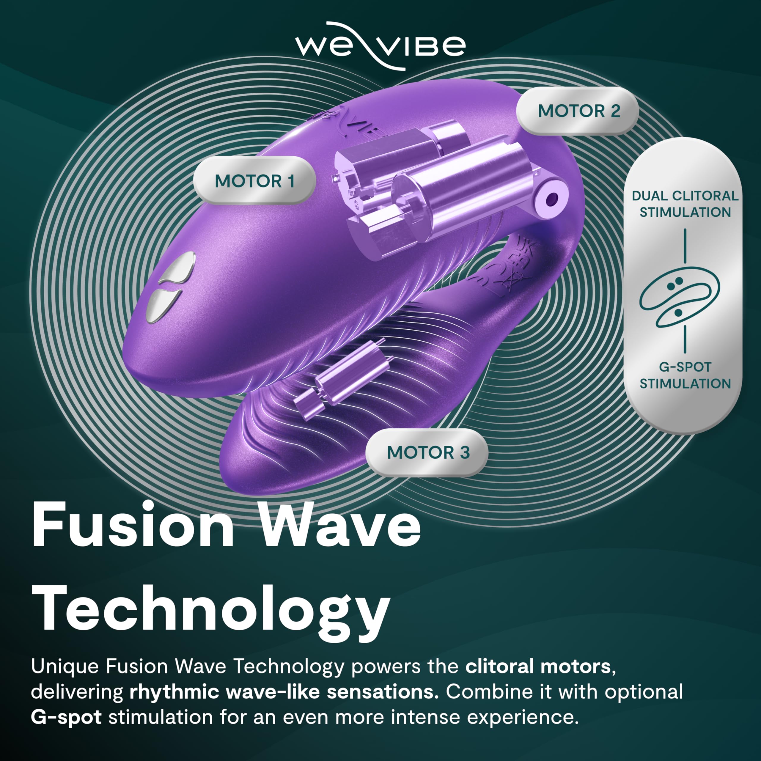 We-Vibe Chorus Pro Vibratore per Coppie con App e Telecomando | Giocattolo Erotico per Coppie in Silicone con 10 Livelli di Intensità | Stimolatore Clitoride & Punto G per Lui e Lei | Viola