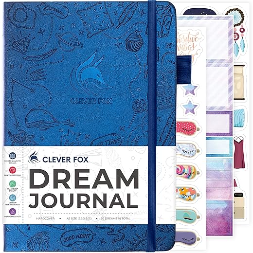 Clever Fox Dream Journal – Guided Dream Diary for Women, Men & Kids – Hardcover Notebook to Track & Analyze Your Dreams & Sleep – Log Book for Dream Journaling – 60 Dreams Total, A5 Size, Mystic Blue