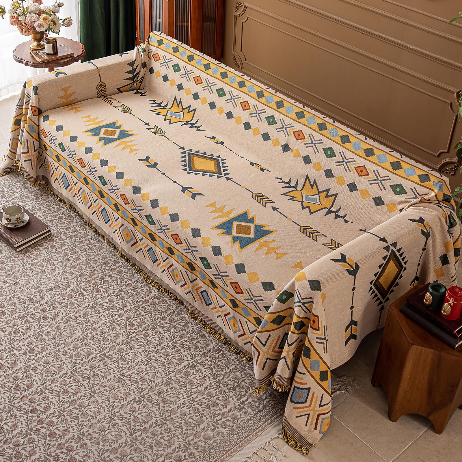 DeepDream Sofa Überzug 1/2/3/4 Sitzer, Chenille Sofaüberwurf Waschbar L Form Sektionssofa, Couch Überzug Sofa Überwurfdecke Futonbezug für Haustiere Kinder, 180 x 300cm, A Khaki