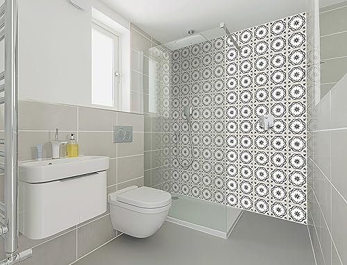 Miniatura 5 de Mi Alma calcomanías para azulejos en blanco y negro para despegar y pegar calcomanías de azulejos, 24 unidades, para azulejos de baño y cocina,