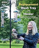 Vista 2 de iBorn Estación de Comederos para Pájaros Bandeja de Malla y Anillo para Soporte de Poste de 1", Accesorio Exterior para Comederos de Colibríes