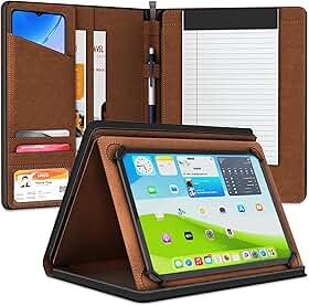 KHOMO Capa universal Padfolio – Carteira organizadora para tablet 8,5 até 11 polegadas – Pasta de couro PU para iPad, Air, Pro e outros