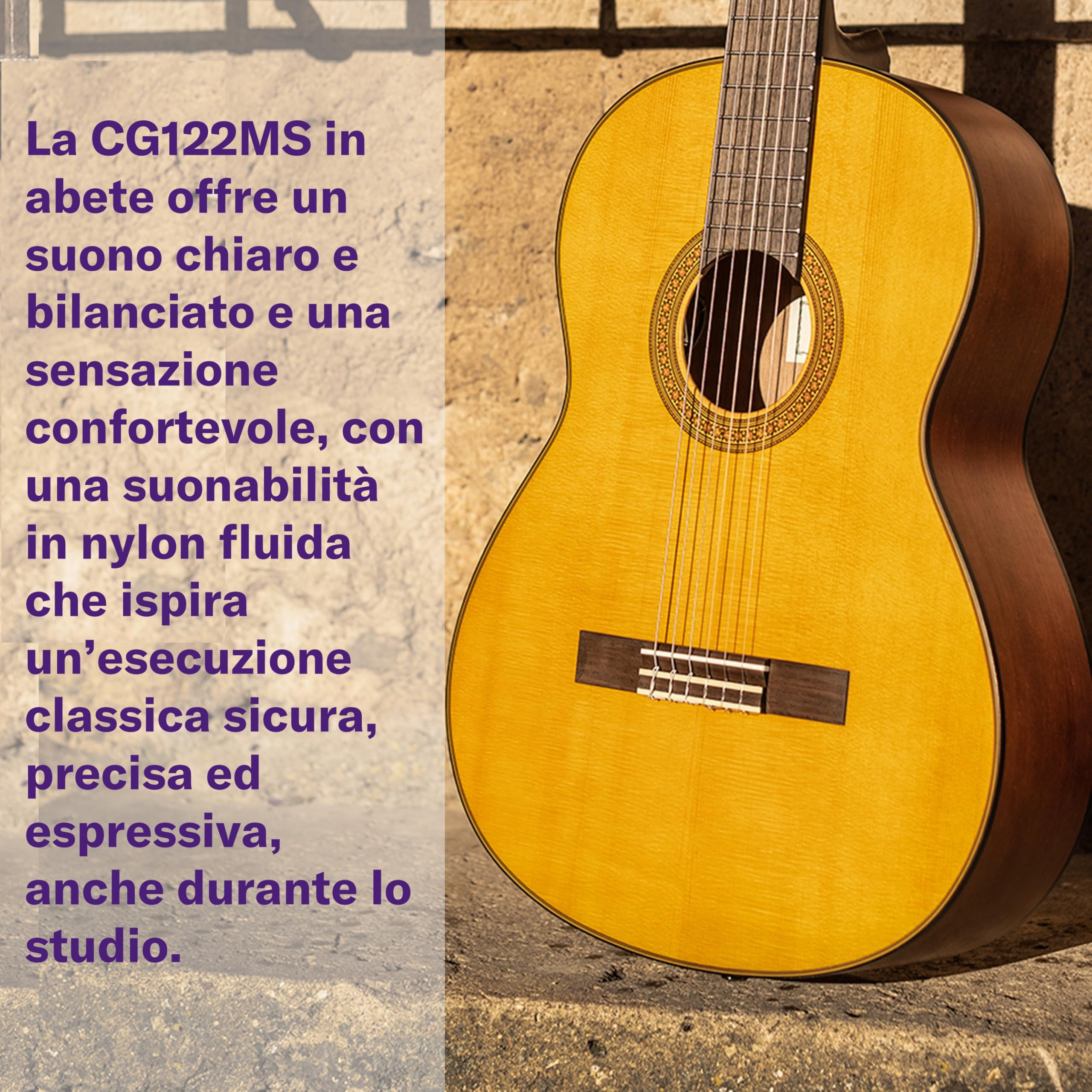 YAMAHA CG122MS Chitarra Classica 4/4 – Top in Abete Engelmann Massello, Scala 650 mm, Chitarra con Corde in Nylon dal Suono Ricco e dalla Confortevole Suonabilità