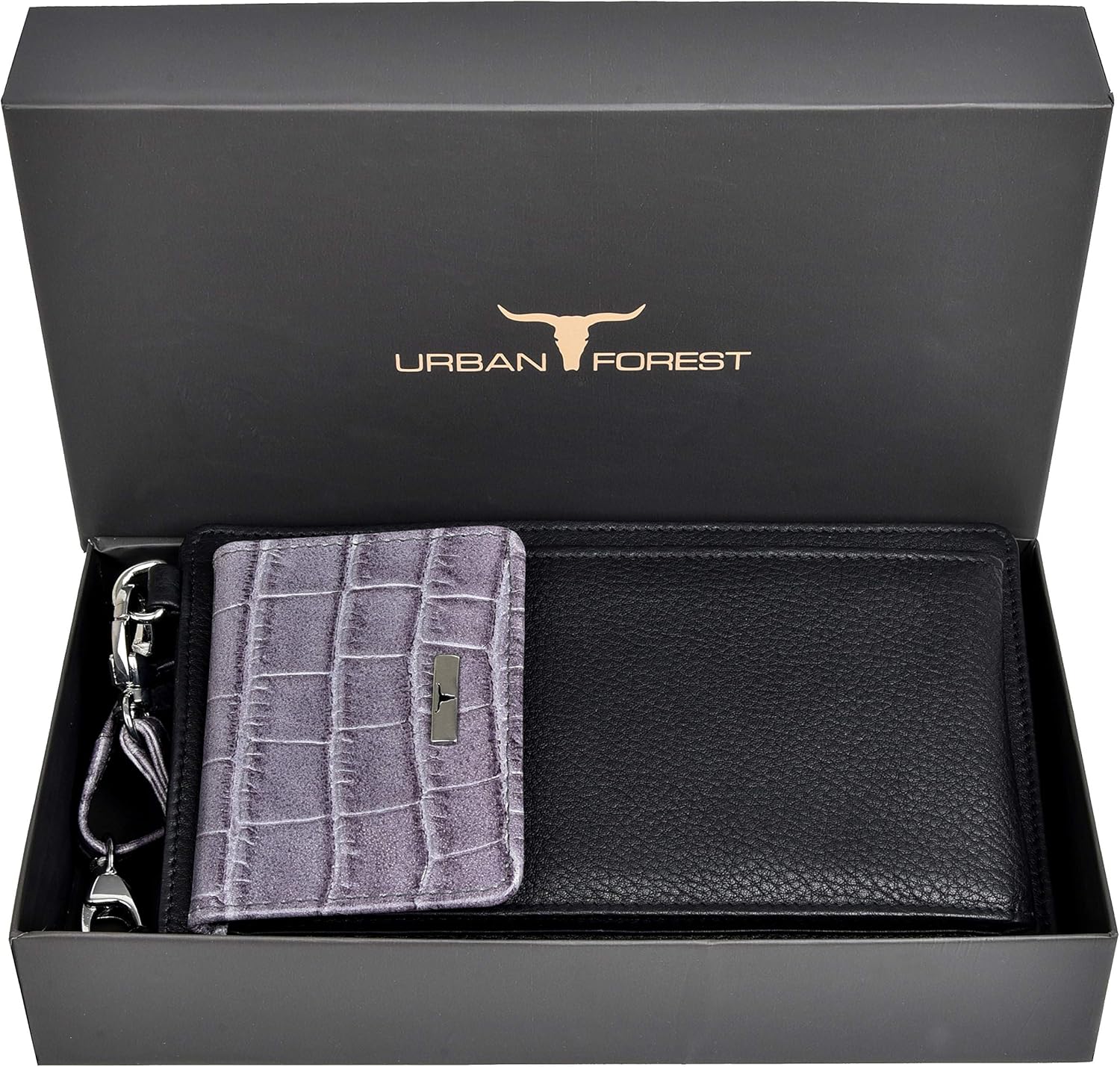 Urban Forest Ruby Leather Sling Wallet for Women, Grey/Black, Classic