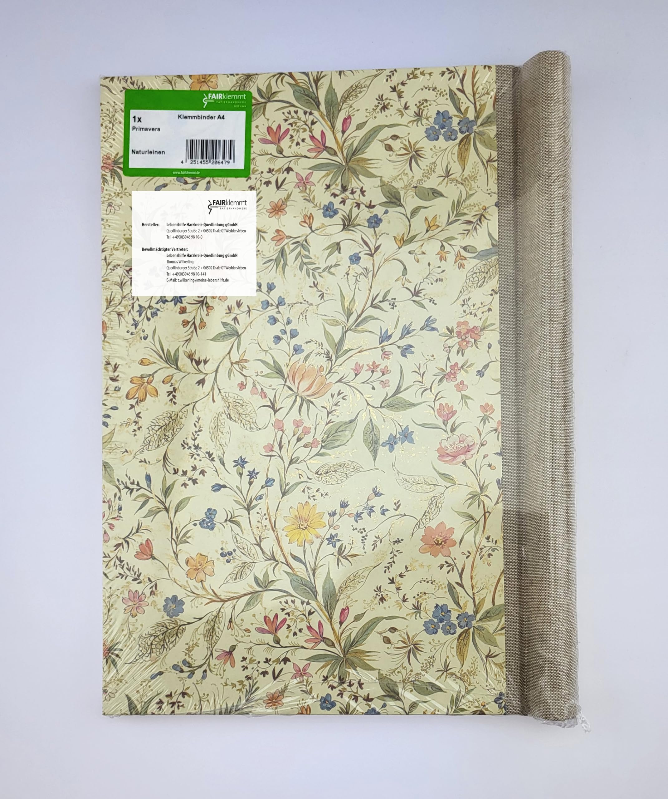 Klemmbinder Primavera Naturleinen, A4, pastellige Naturtöne