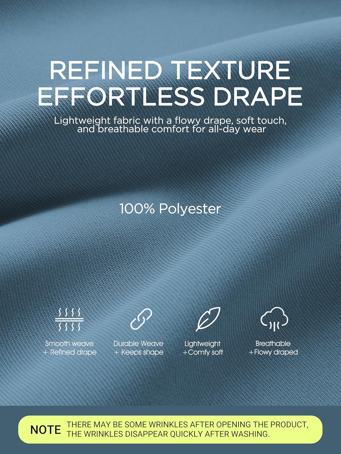 ODODOS Chiffon Flowy Pleated Wide Leg Pants for Women Lightweight High Waist Trouser with Pockets-27/29" /31" Inseam - Image 6