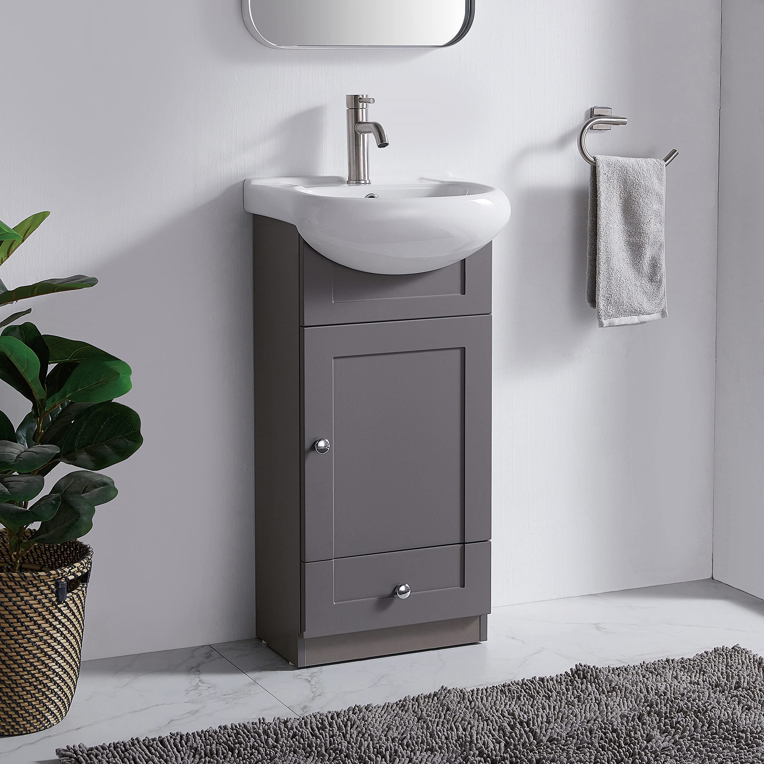 Mogiyin Modern Design 18 Inch Grey Khaki Stand Bathroom Vanity for ...