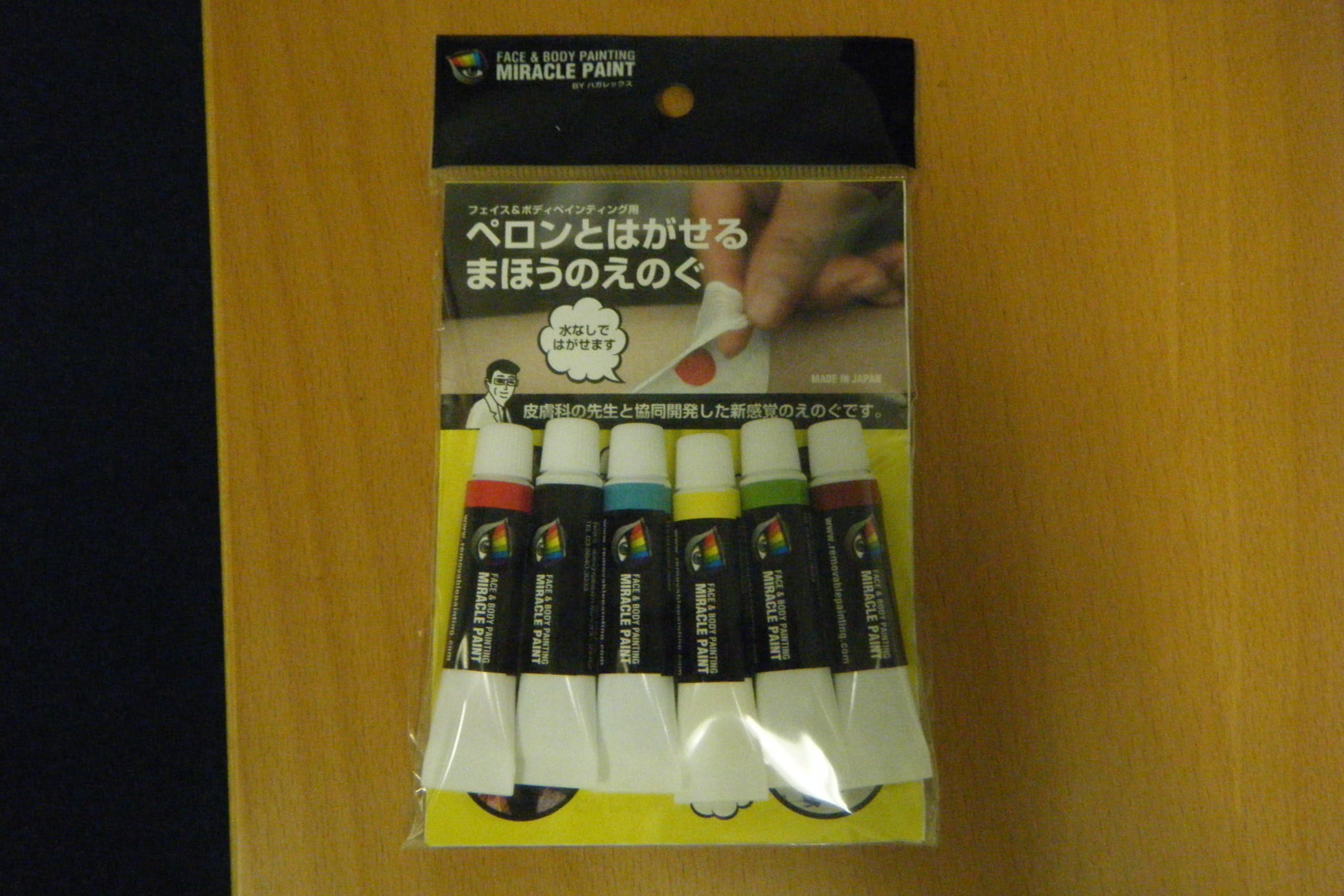 Miracle Paint, Removable Face & Body Painting Tube 4ml, Set of 6 colors, Made in Japan