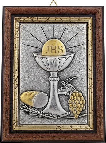 Venerare Marco italiano de la placa de madera de la primera comunión de Italia (JHS con uvas y trigo)