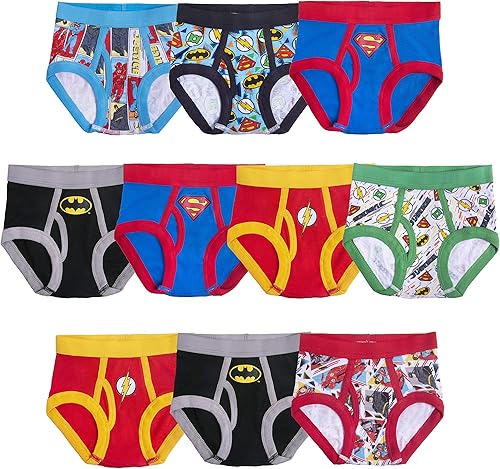 DC Comics Calzoncillos para niños 100% algodón con estampados incluyendo Superman, Batman, the Flash Logos, tallas 23t, 4t, 4, 6, 8
