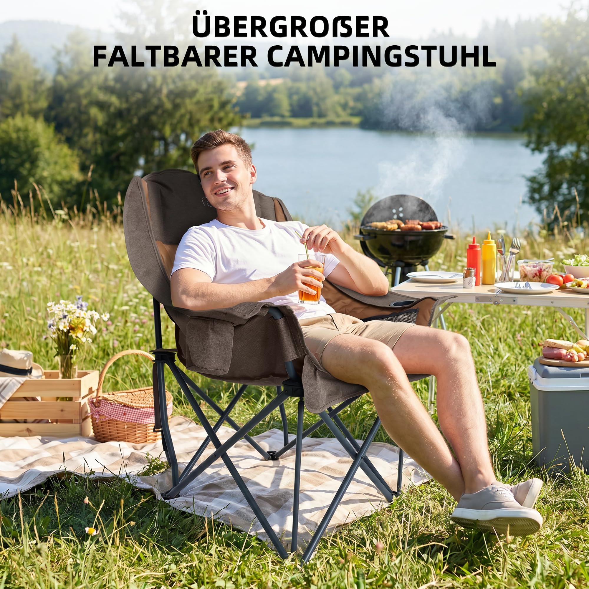 campingstuhl relax FIELD Übergroßer Faltbar, Campingsessel Gepolstert XXL Farbe:Aged Fatigue Gérard : tout est Cat_Lvl_3: Zubehör Schlösser