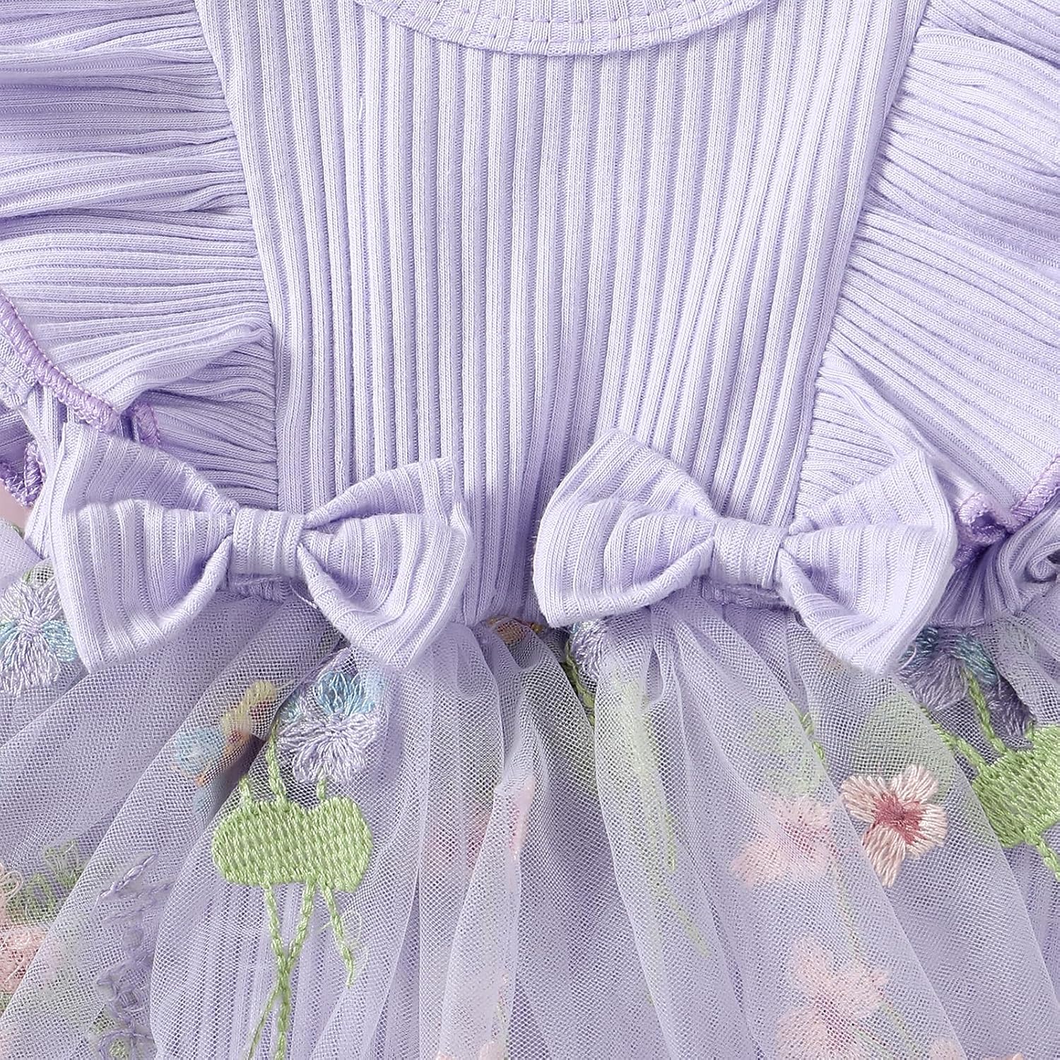 Douhoow 女の赤ちゃんロンパースドレス ベビードレスロンパース3Dフラワーメッシュスカート裾幼児女の子夏服ヘッドバンド付き