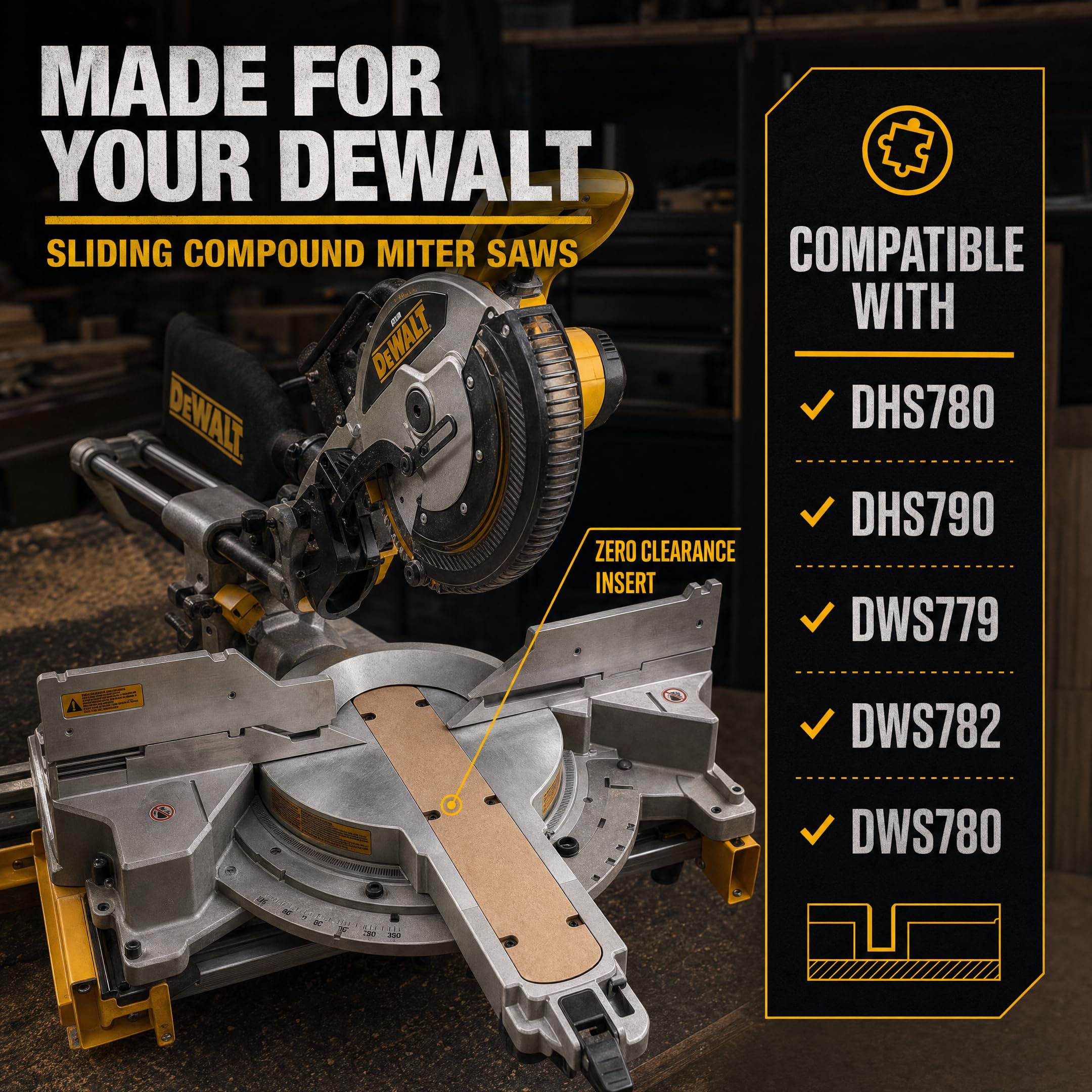 Zero Clearance Insert for Dewalt Miter Saw - Precision Cuts -3 Zero Clearance Insert for Dewalt Miter Saw - Precision Cuts -3