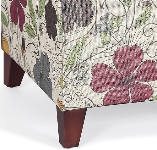 Miniatura 7 de Joveco Taburete cuadrado otomano de lino con patas de madera, reposapiés, mesa de centro para sala de estar, dormitorio, sofá, color beige