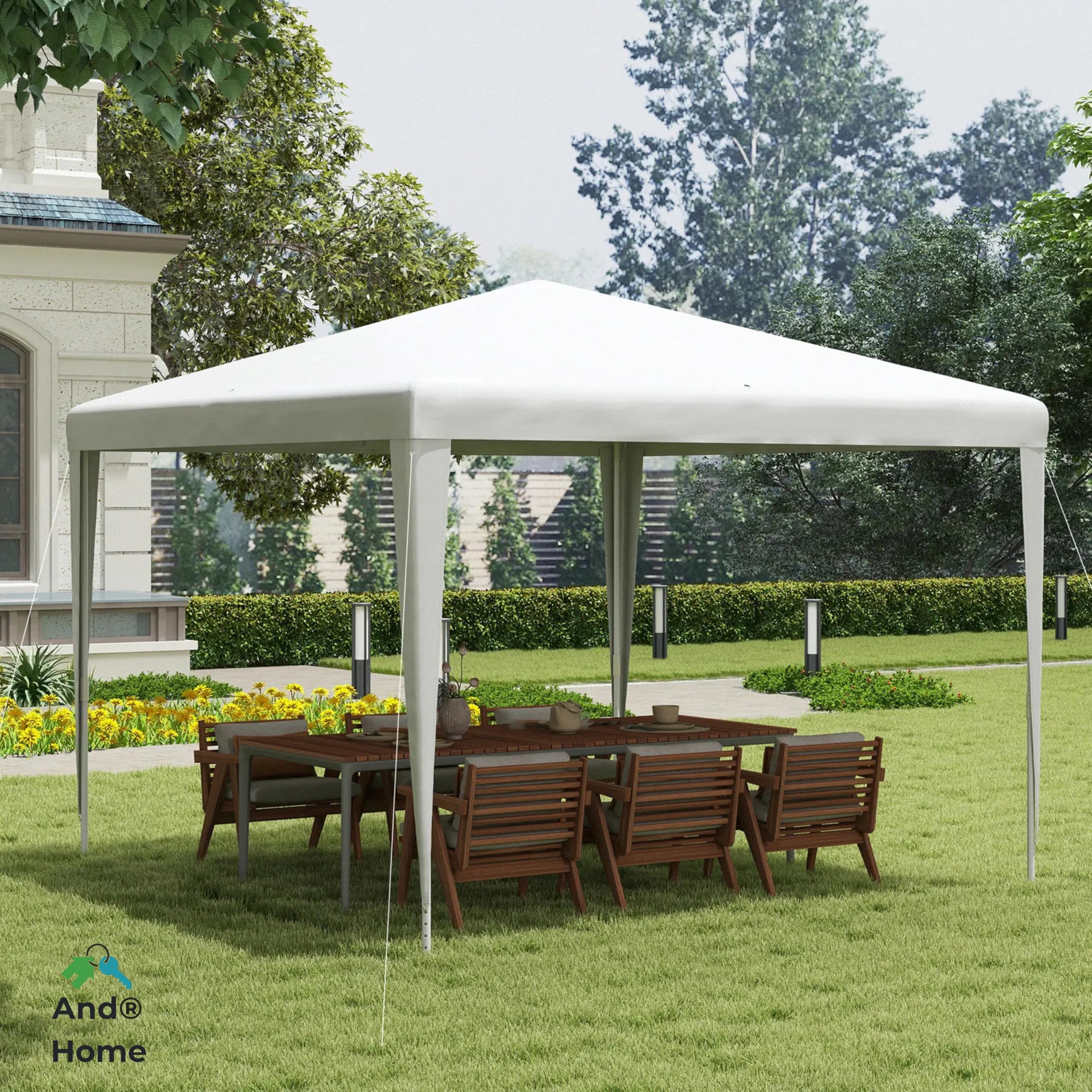 Gazebo 3x3 m BIANCO - MONTAGGIO FACILE - da Giardino con Copertura Anti-UV 100%, Gazebo 3x3 Pieghevole Impermeabile e Portatile, Ideale Per Feste, Barbecue, Mercatini e Eventi
