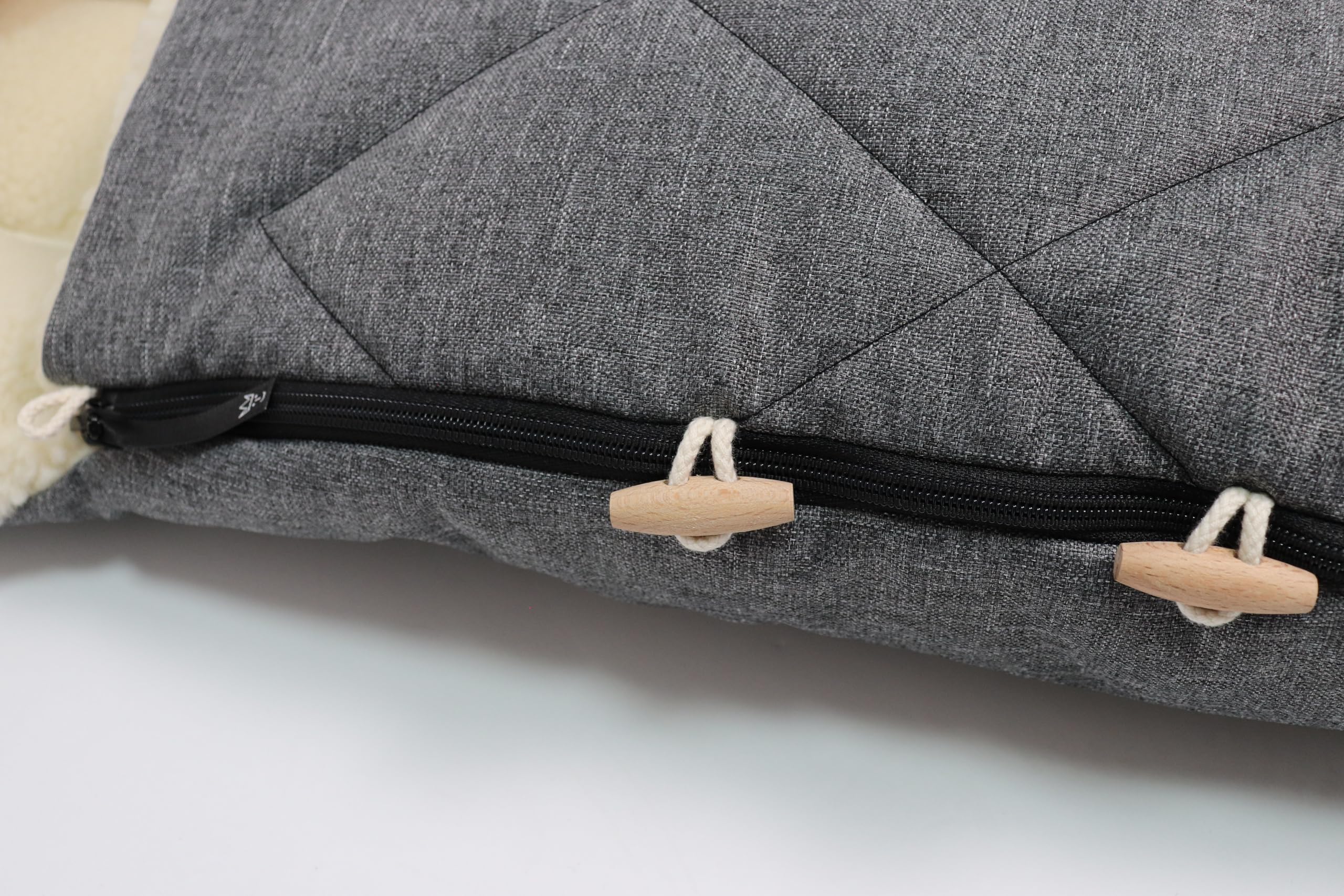 Sacchi Kaiser. Modello Fleece-FuÃŸsack XL Ears Wool Fütterung aus 100% Schafwolle für Kinderwagen und Buggy - Anthracite Melange