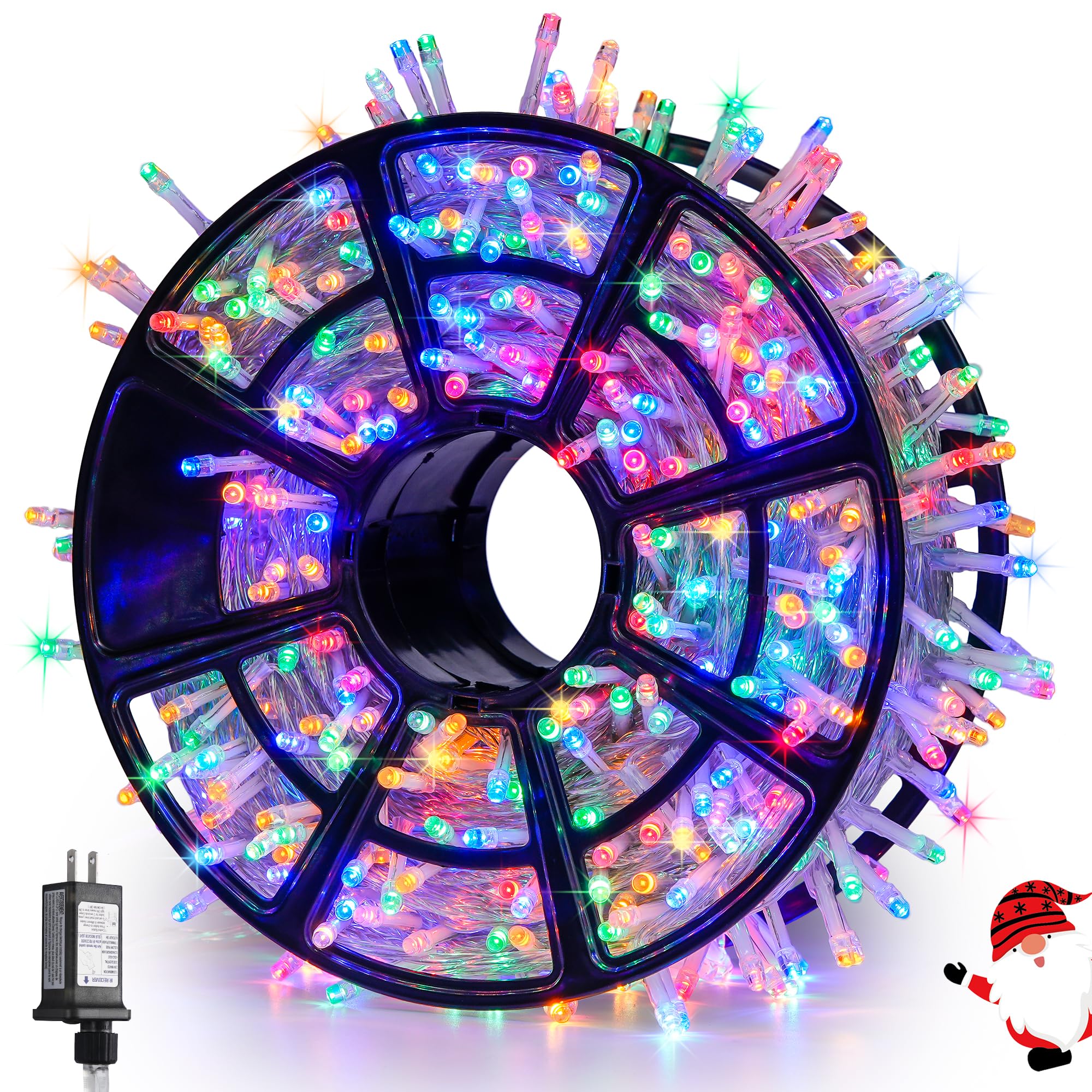 JMEXSUSS168FT 600 LED Christmas Decor Lights - 8 Modes Multicolor Outdoor/Indoor Waterproof Plug-in Party Holiday Decorations