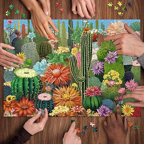 Miniatura 5 de Rompecabezas de suculentas para adultos, rompecabezas de jardín de flores de cactus, rompecabezas de 1000 piezas, rompecabezas de plantas naturales