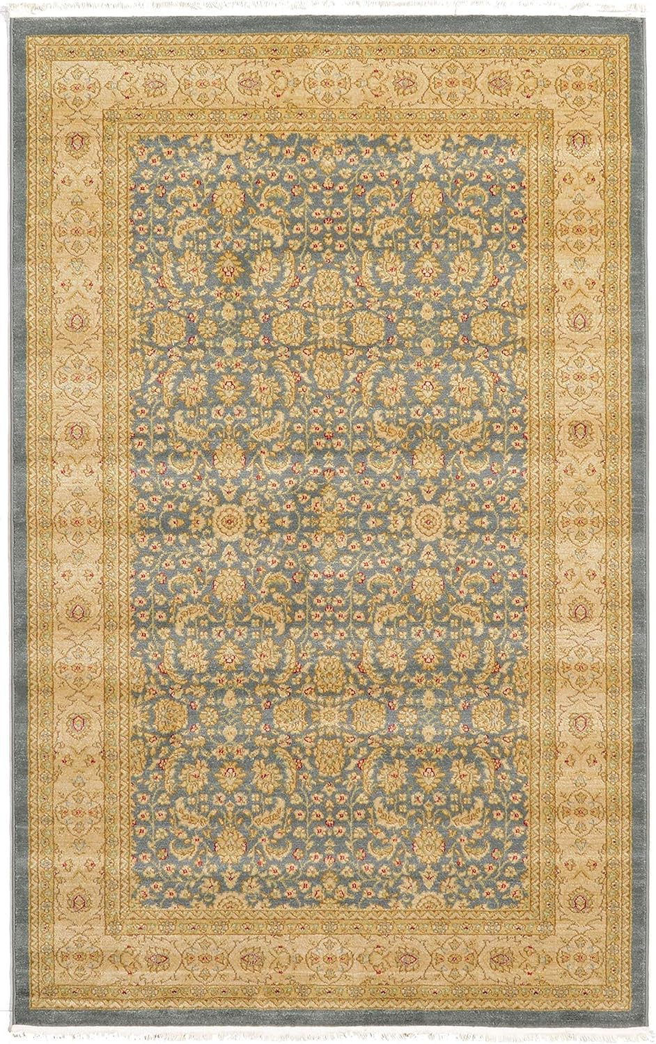 Unique Loom Edinburgh Collection Classic Oriental Traditional French Country Inspired Intricate Design Area Rug (5' 0 x 8' 0 Rectangular, Blue/ Beige)