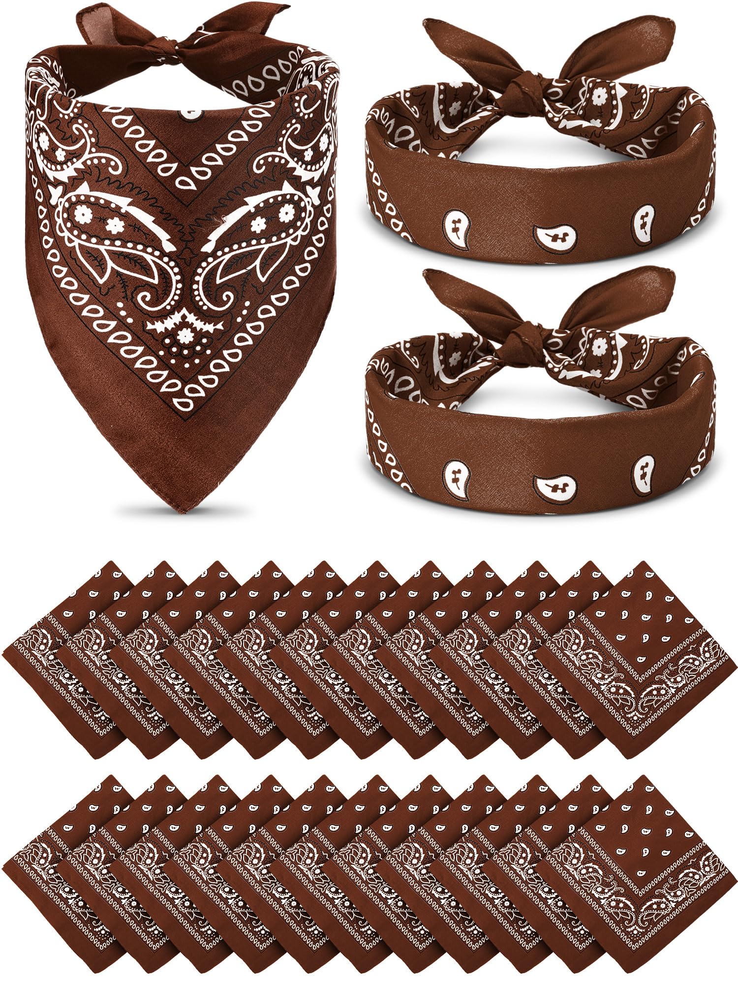 Unittype 36 Pieces Paisley Bandana Novelty Headband Square Scarf Cowboy Bandanas for Western Party Costume