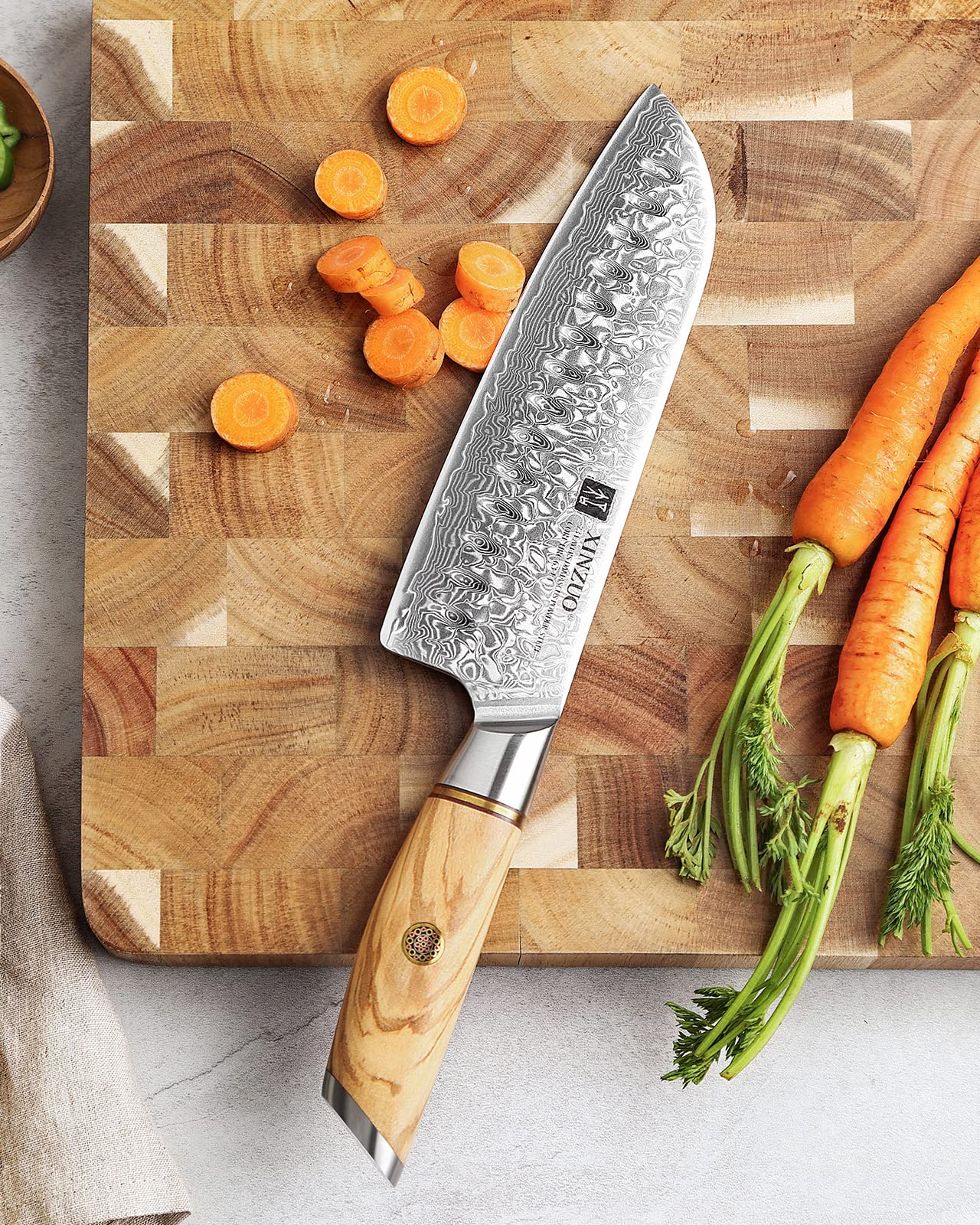 c653 香合　酸漿 Amazon.com: XINZUO 大馬士革鋼7 英吋(約10.8 公分)三德刀鋒利的