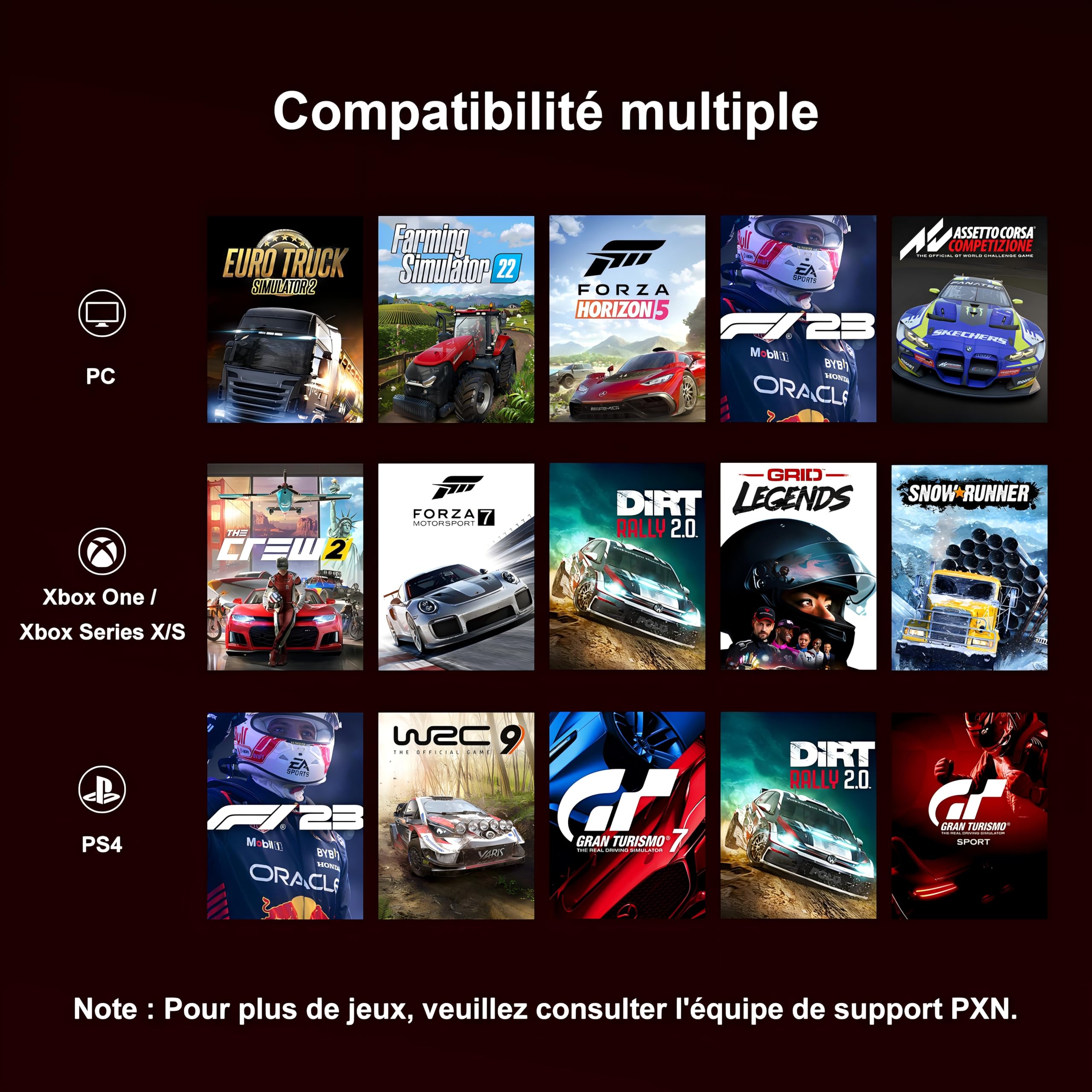 PXN V9 GEN2 Volant PC, Volant PS4 avec Palettes de Changement, Pédale à Effet Hall, Levier de Vitesse 6+R, Volant de Course pour Xbox Series X/S, Xbox One, PC, PS4, PS3