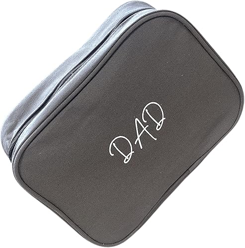 QualityVibe Regalo del día de los padres de la hija o del hijo. bolsa de aseo de viaje de lona para los hombres con el logotipo de papá, Gris,