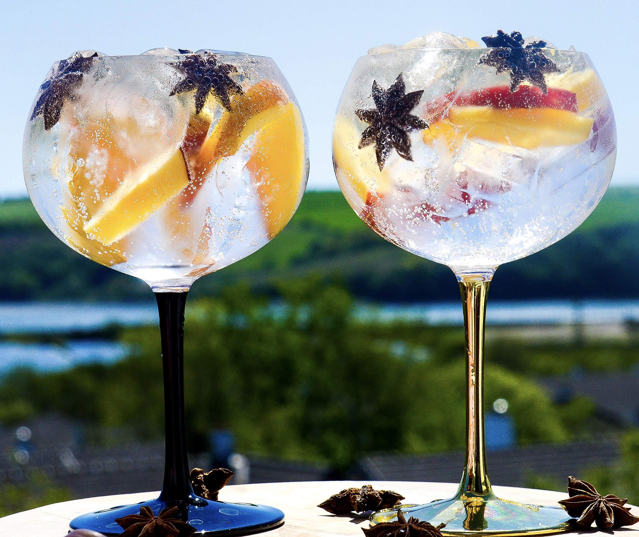 Gin Balloon Glasses Set of 2 15oz Hand Blown unleaded Crystal Balloon