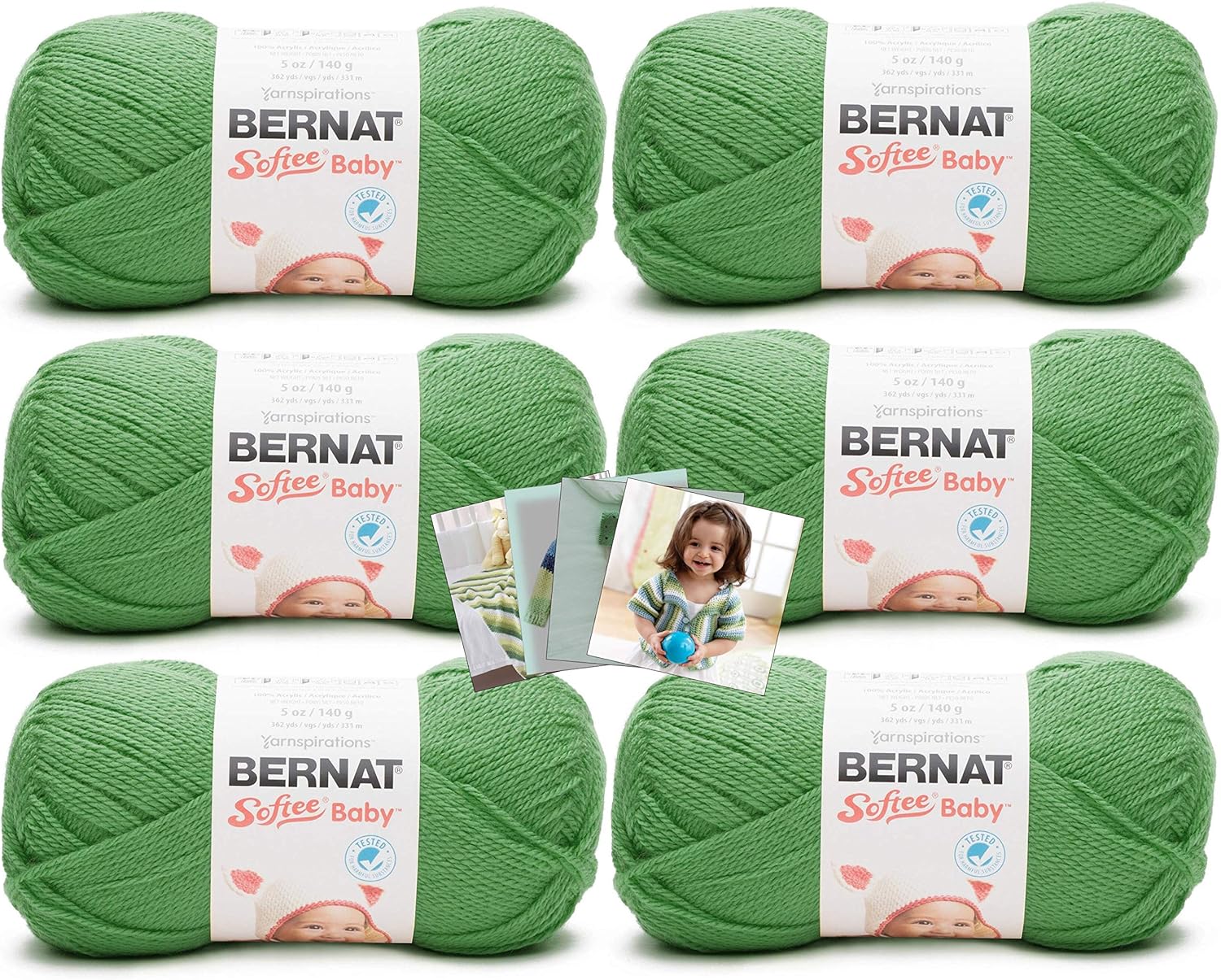 Bernat Softee Baby Yarn 6 Pack with Patterns (Grass