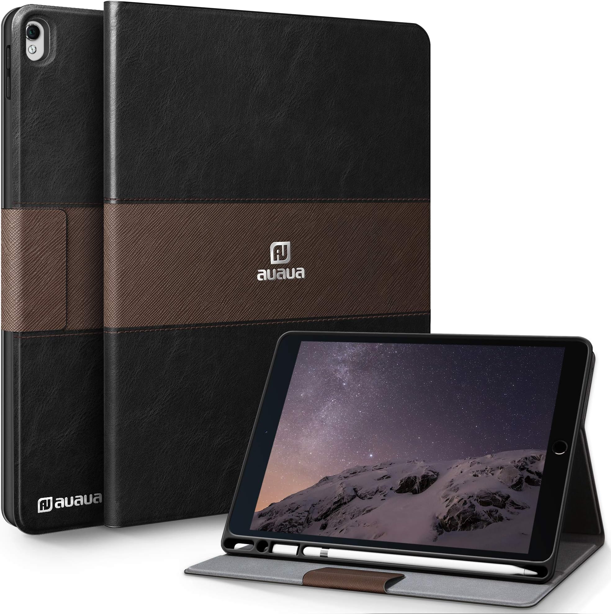 iPad Pro 10.5 / iPad Air 10.5（Air 3） Case with Built-in Apple Pencil Holder Two-color Stitching Auto Sleep/Wake Function PU Leather Smart Cover for iPad Air 3 10.5 Inch 2019/iPad Pro 10.5 2017 (Black)