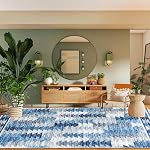 Home Beyond & HB design - 4x6 Zone Rug, non glissant Lavable Low Pile Soft Lightweight Rugs de tapis mince pour chambre à coucher Salon Salle à manger Bureau de cuisine Home Décor, Marine et Gris