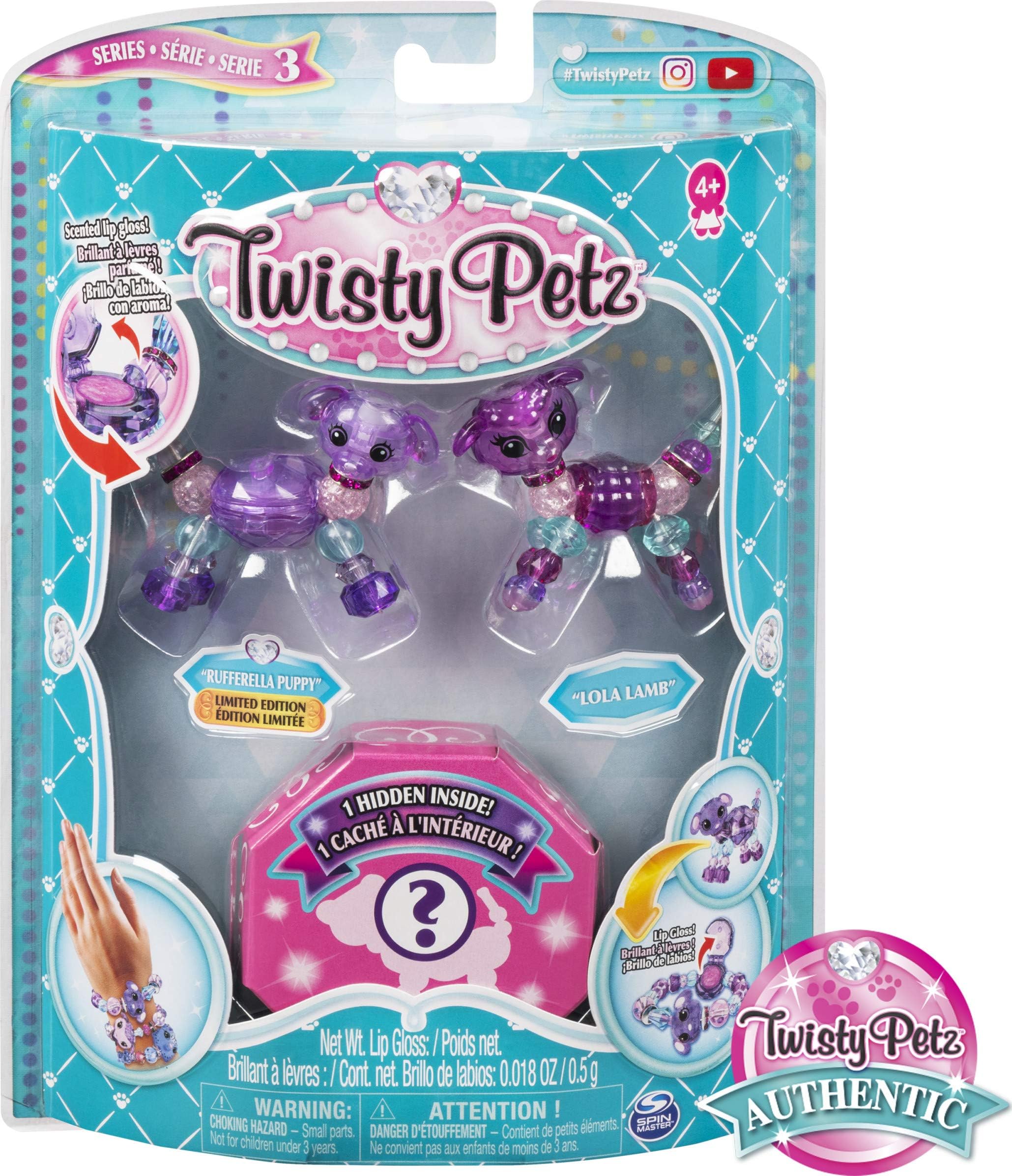 Twisty Petz, Series 3 3-Pack, Rufferella Puppy, Lola Lamb and Surprise Collectible Bracelet Set for Kids Aged 4 and Up