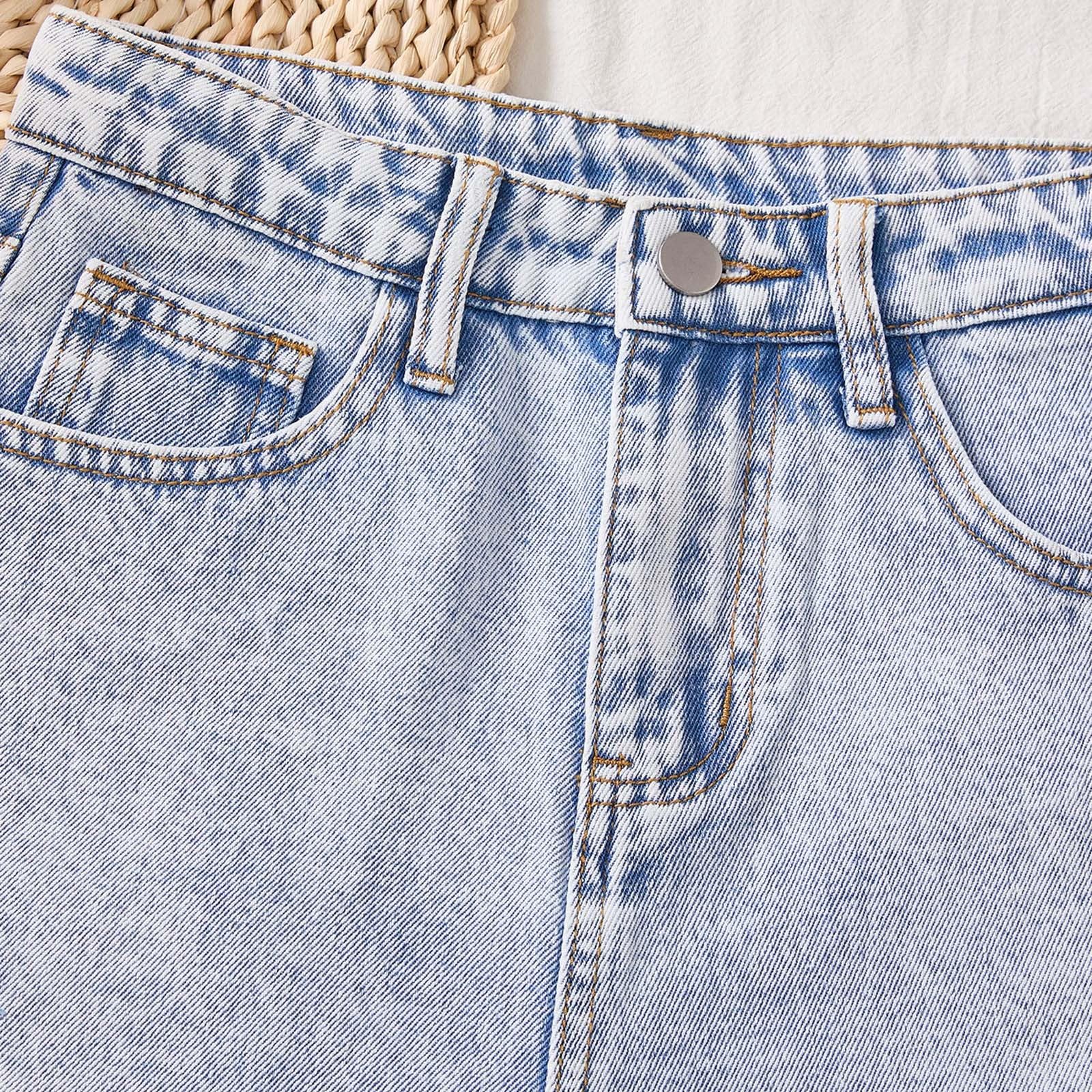 Shorts Noir Fille-Short en Jean Fin et décontracté pour Fille- Ample et Tendance- idéal pour l'été Combinaison Fille Noire
