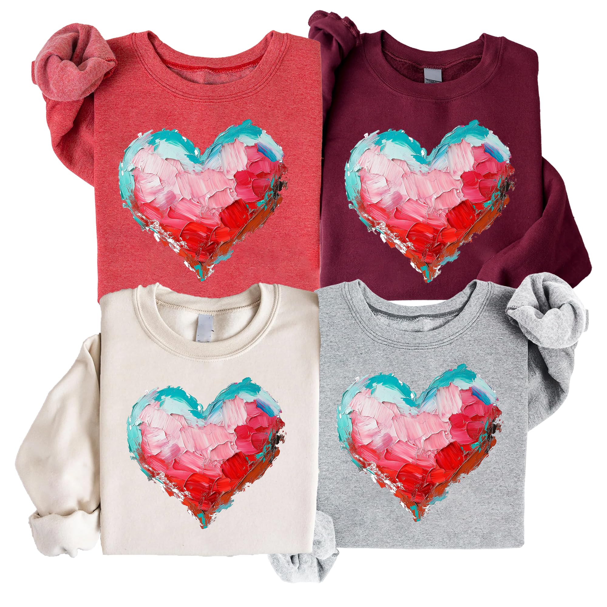 Famiheart Custom Sweatshirt for Woment, Retro Valentines Heart Sweatshirt, Cute Love Sweatshirt, Womens Valentines Hearts Sweatshirt, Teacher