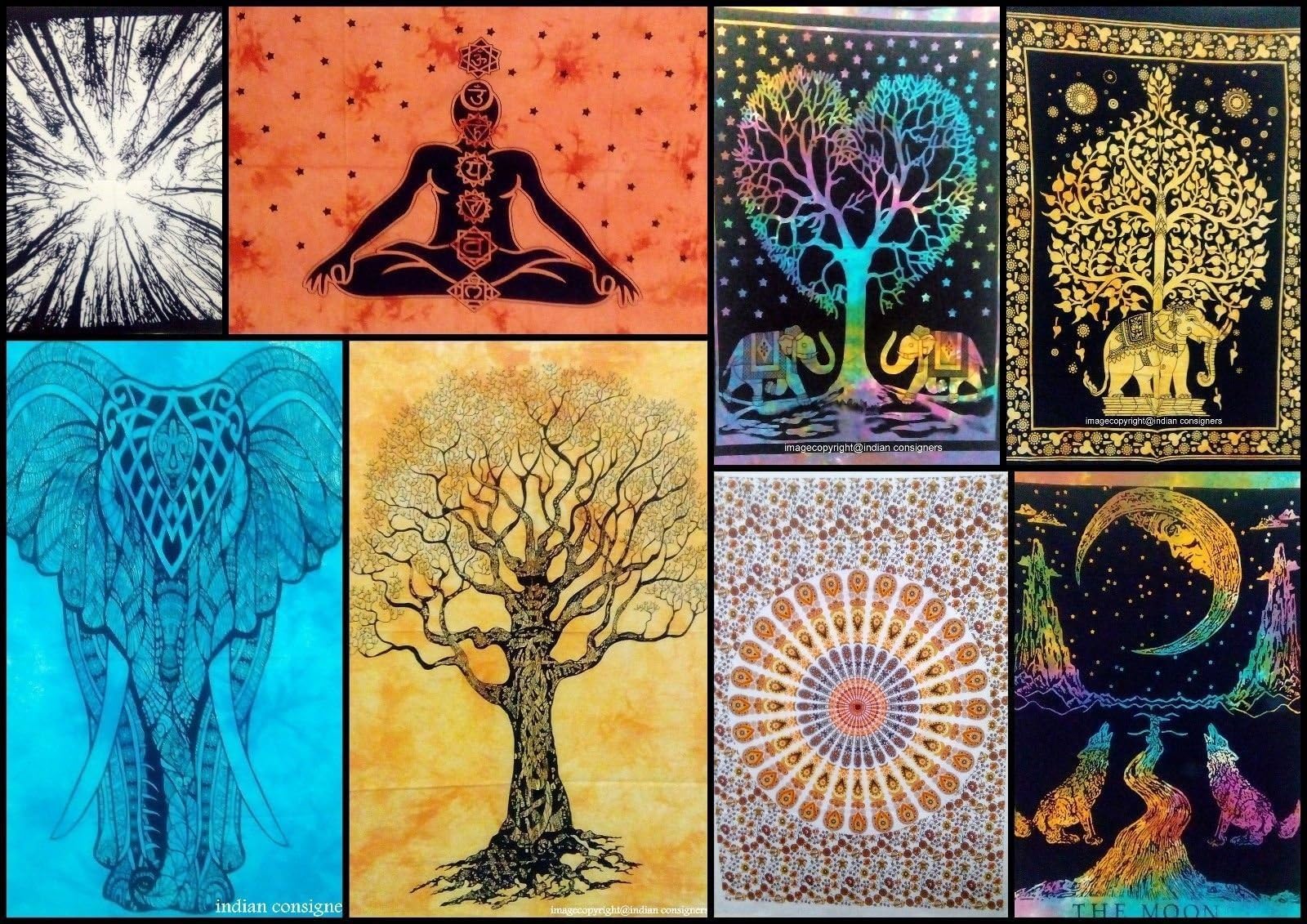 AUNERCART Wholesale Lot of 50 Pcs Cotton Mandala Wall Hanging Indian Tapestry Poster Bulk Hippy Hippie Decor