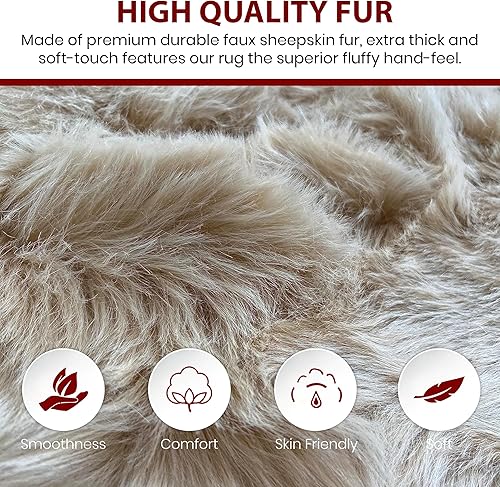 Miniatura 2 de LAMBZY Alfombra de pelo sintético de oveja súper suave, hipoalergénica, sedosa para sala de estar, habitación de los niños, sofá (2 pies 6 x 6 pies,