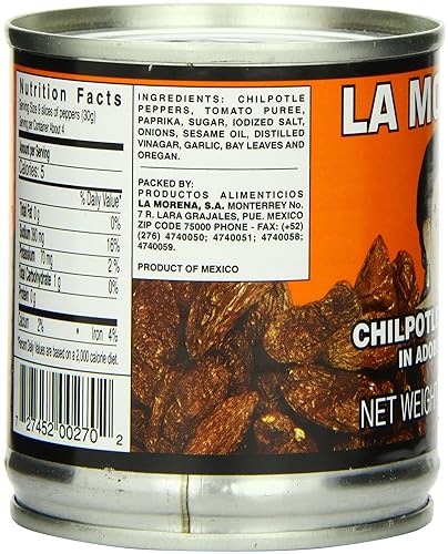 Miniatura 3 de La Morena Chipotle Peppers en salsa Adobo, 7 onzas (paquete de 24)