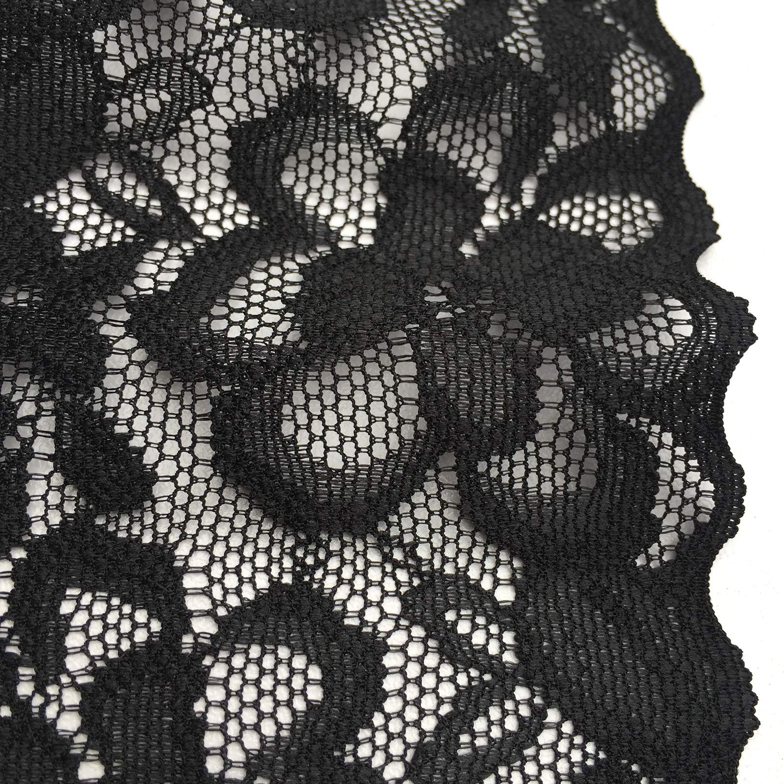 2 3/4 Inch Wide Stretch Lace Ribbon - Floral Pattern For Crafts & Decorations (White, 5 Yards)