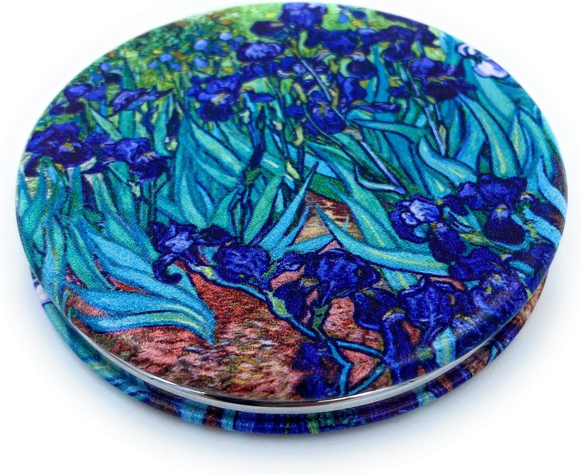 Pocket Mirror for Women Small Travel Mirror Magnifying Van Gogh Irises Flower Purse Mirror Compact Unique Gift for Artistic Mom