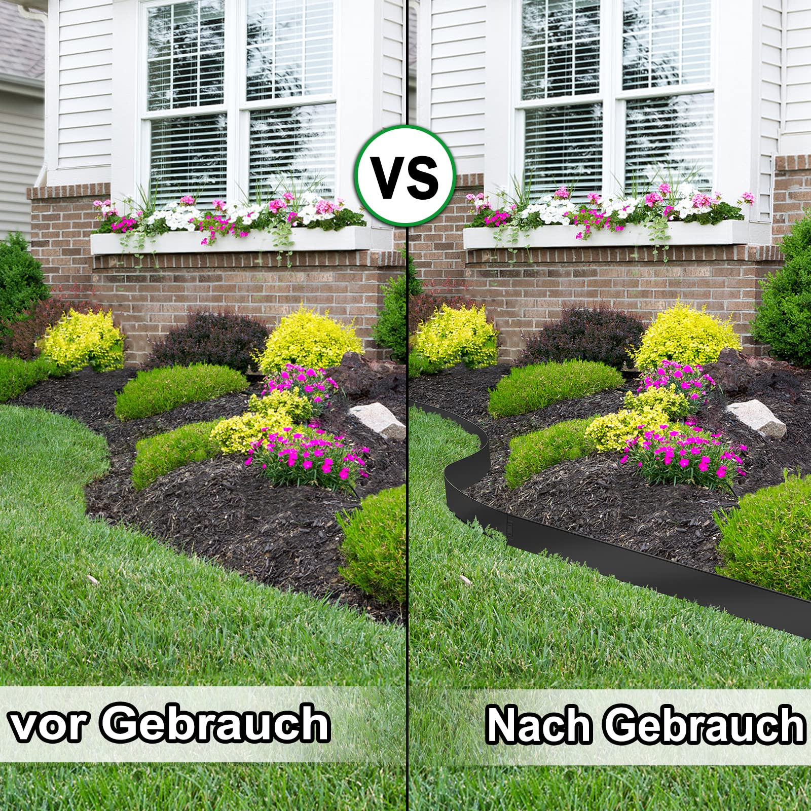 UISEBRT Rasenkante Verzinkt Metall Beetumrandung Mähkante Palisade 100x15/18cm (Schwarz, Länge 5m - Höhe 18cm)