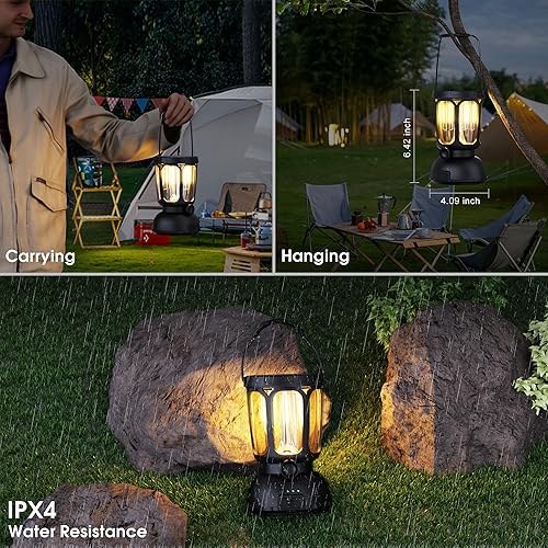 Miniatura 5 de Mesqool Faroles para cortes de energía LED linterna de camping recargable con batería solar manivela