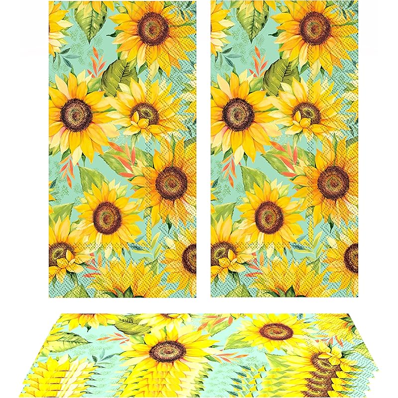 Paper Hand Towels for Bathroom Decorative Sunflowers Spring Summer Fall